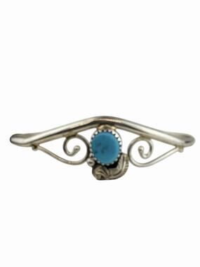 Jerry Cowboy C Native American Sterling Silver Bracelet Cuff Turquoise